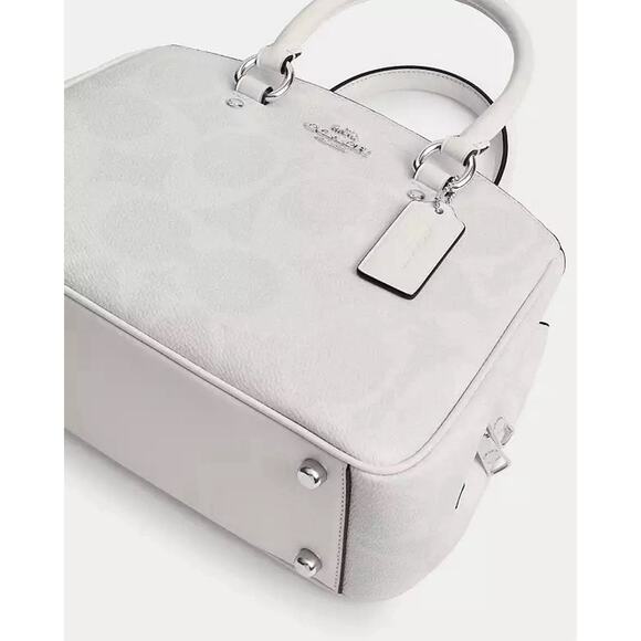 NWT Coach Savannah Small Carryall Satchel Bag CAL53 Signature Canvas White/Chalk - Picture 13 of 14